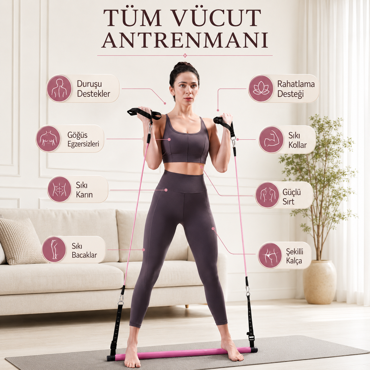 Full Vücut Pilates Bar Sistemi
