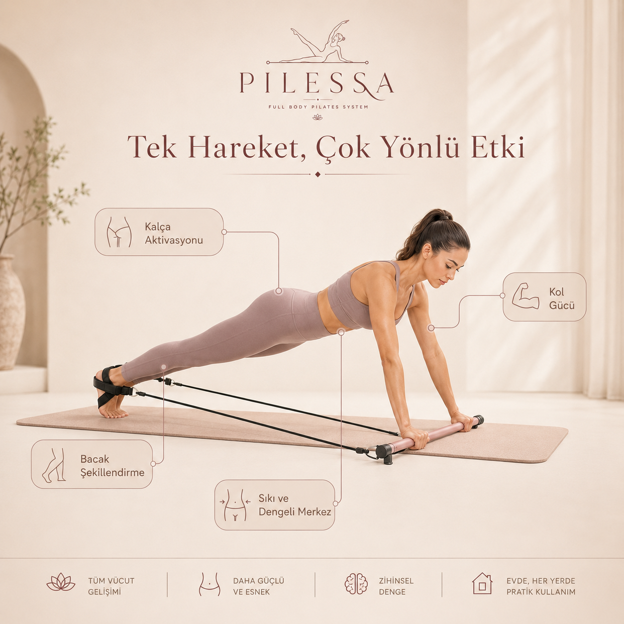 Full Vücut Pilates Bar Sistemi